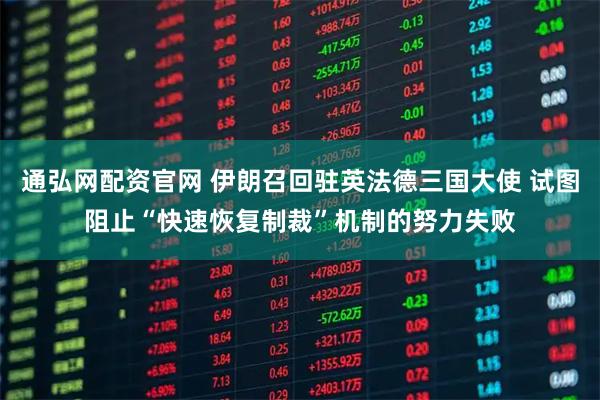 通弘网配资官网 伊朗召回驻英法德三国大使 试图阻止“快速恢复制裁”机制的努力失败