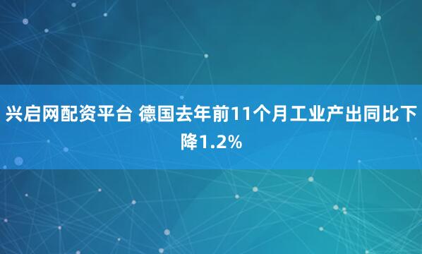 兴启网配资平台 德国去年前11个月工业产出同比下降1.2%